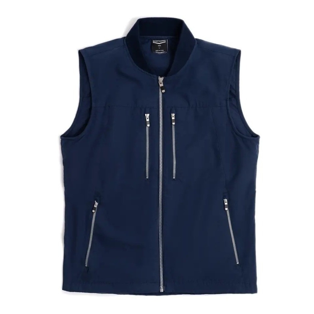 SCOTTeVEST The 101 Travel Vest Mens Sz L Navy Blue Multi Hidden Pockets Tech NWT